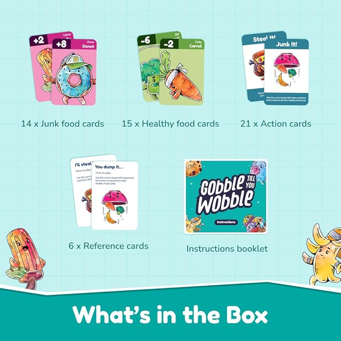 Bloomingo Gobble Till You Wobble: Fun Card Game for Kids & Adults; Perfect for Family Gatherings & Travel; Ages 6+; Blue-CubbioJoy