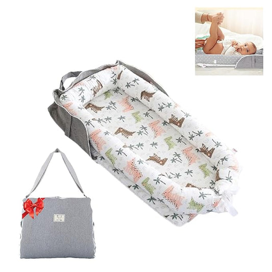 Baby Lounger for Newborn Portable Bag,Baby Lounger Play Mat Awake-Time,Newborn Babies Essentials Gifts 0-24 Months Home Travel(Crocodile Jungle)-CubbioJoy