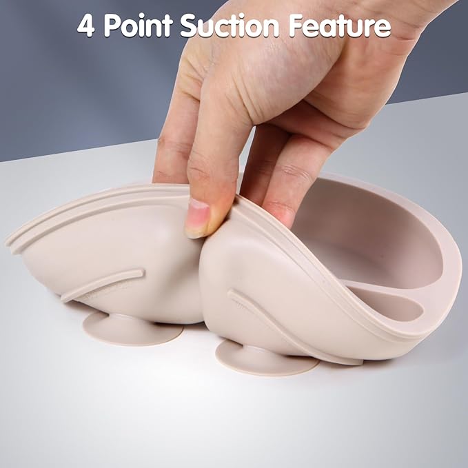 Baby Feeding Set, 2 Pack Silicone Baby Plates with Suction, 2 Pack Spoons and Forks Set for Toddler Utensils, BPA Free, Baby Led Weaning Supplies for Eating Essentials-CubbioJoy