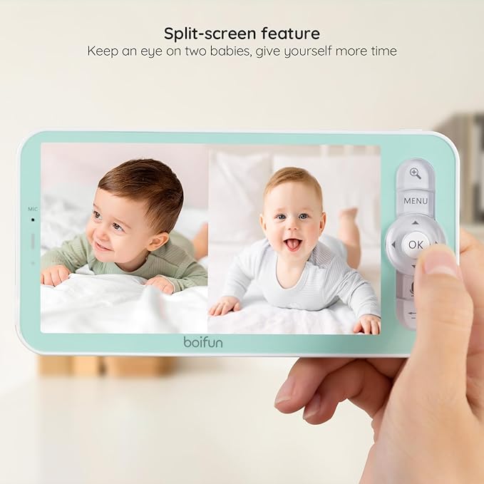 BOIFUN Additional Baby Camera Specifically Compatible with Baby 6T Video Baby Monitor, 360° Camera with Night Light, Auto Tracking, AI Motion & Sound Detection, Two-Way Audio, with Wall Mount Base-CubbioJoy