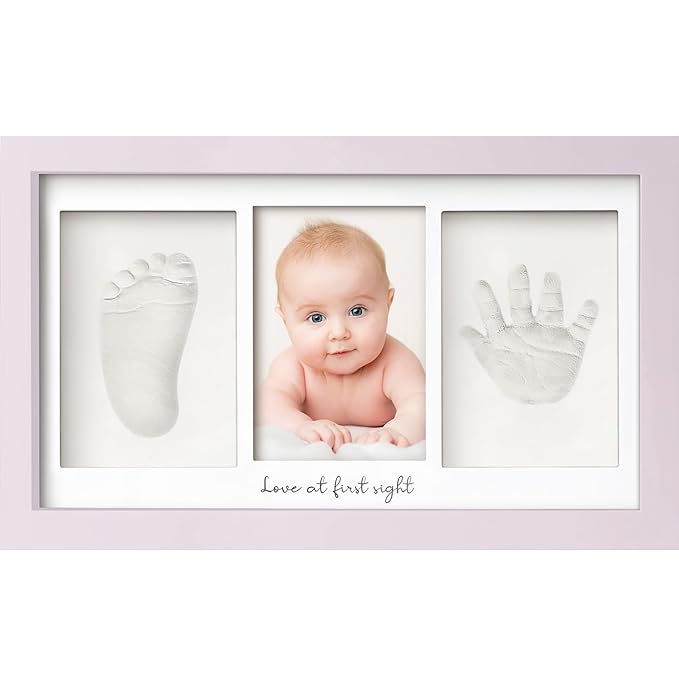 Baby Hand and Footprint Kit - Clay Handprint Keepsake Frame, Newborn Nursery Picture Frame, Personalized New Mom Gifts for Baby Shower & Registry (Soft Lilac)-CubbioJoy