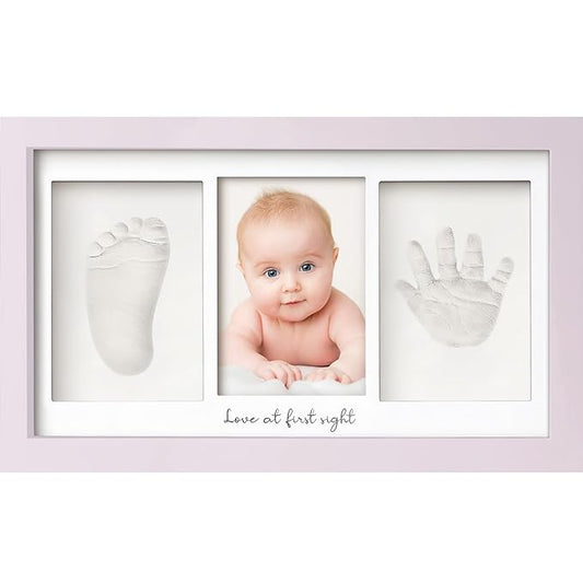 Baby Hand and Footprint Kit - Clay Handprint Keepsake Frame, Newborn Nursery Picture Frame, Personalized New Mom Gifts for Baby Shower & Registry (Soft Lilac)-CubbioJoy