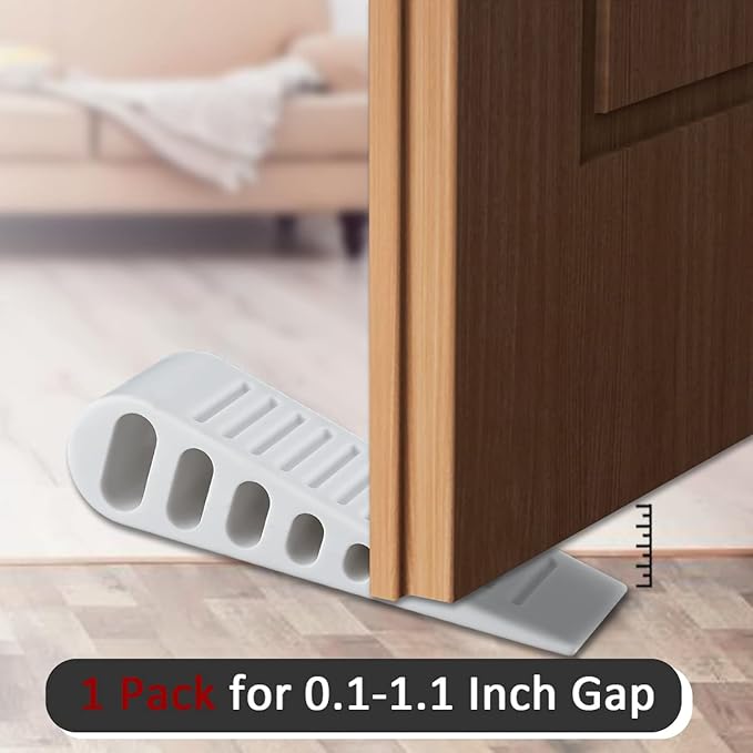 JQK Rubber Door Stopper Wedge, White 2 Pack Soft TPR Premium Door Stops for Bottom of Heavy Duty Door on Tile, Concrete, Carpet, Wooden Floor, DSB61-WH-P2-CubbioJoy