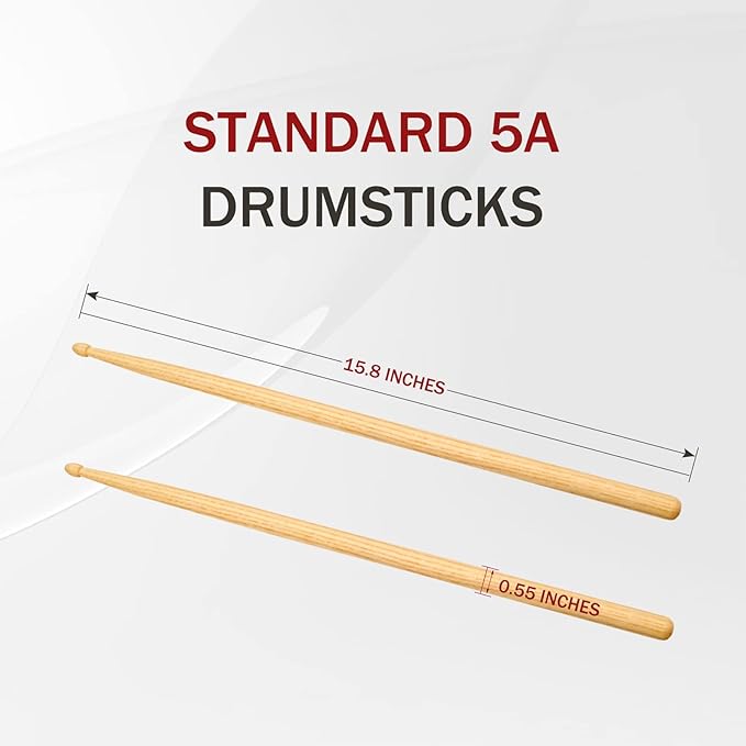 5A Wood Drum Sticks for Kids: 2 Pairs Drumsticks for Electronic Drumming Children Adults Beginner Percussion Accessories-CubbioJoy
