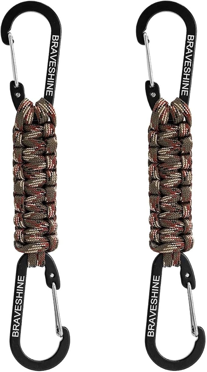 BRAVESHINE Paracord Keychain Carabiner Clip, D Ring Lanyard Hanger Stroller Hook for Water Bottle, Key, Backpacks, Men, Women-CubbioJoy