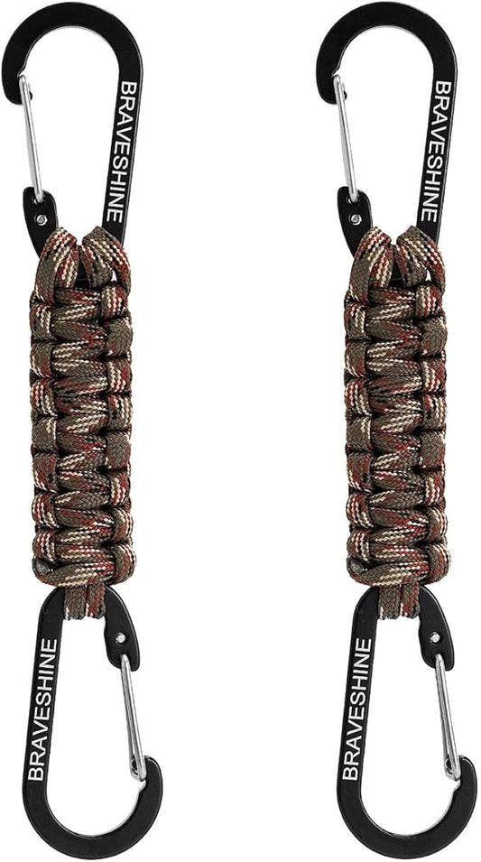 BRAVESHINE Paracord Keychain Carabiner Clip, D Ring Lanyard Hanger Stroller Hook for Water Bottle, Key, Backpacks, Men, Women-CubbioJoy