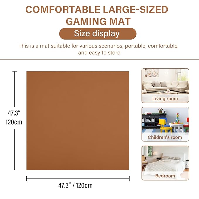 Baby Play Mat 48"x48" – Thick, Non-Slip Foam Mat for Babies and Toddlers. Foldable, Scrubbable, Odorless, and Soft, Ideal for Playpens, Crawling, and Indoor Playtime-Brown-CubbioJoy