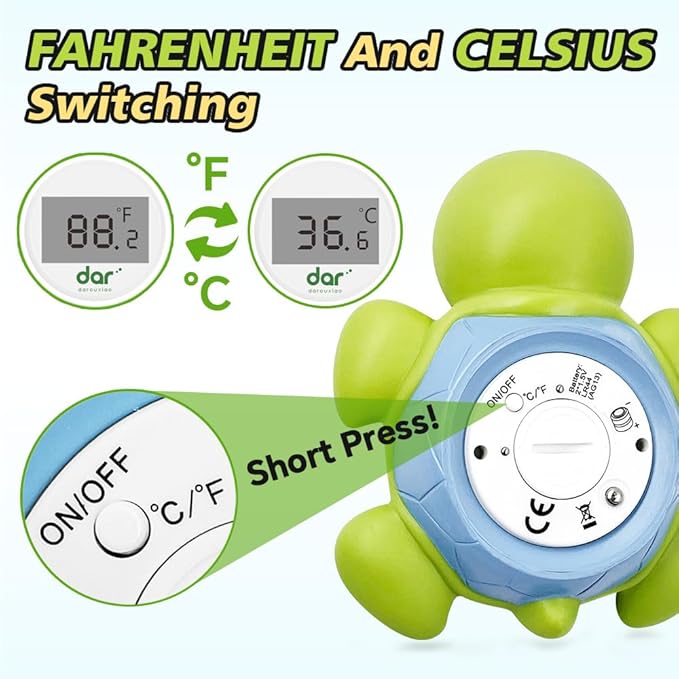 Baby Bath Thermometer, Digital Water Temperature Thermometers with 3 Color Backlit and Temperature Warning, Safety Bath Tube Thermometers Floating Toy for Infant, Toddler-CubbioJoy