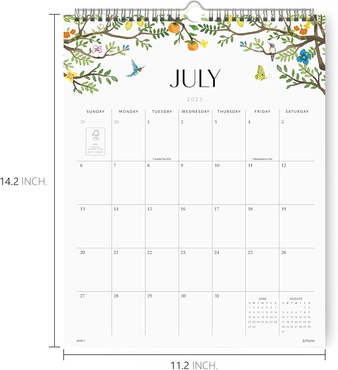 Jotsome Wall Calendar 2025-2026, Academic Monthly Wall Calendar From July 2025 to December 2026 11.2x14.2 inch Wall Decoration for Home and Office, Easy Planning (Florals, 11.2" x 14.2")-CubbioJoy