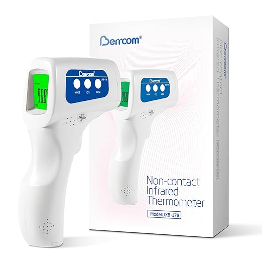 Berrcom Thermometer, 3 in 1 Contactless Infrared Fever Check Thermometer for Forehead, Ideal for Baby, Infant, Kids, and Adults, Batteries Not Included, JXB-178 (White)-CubbioJoy