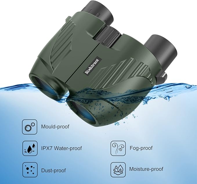 20X25 Compact Binoculars for Adults and Kids,Large Eyepiece Waterproof Binocular，Easy Focus Small Binoculars for Bird Watching,Hiking and Concert, Green-CubbioJoy