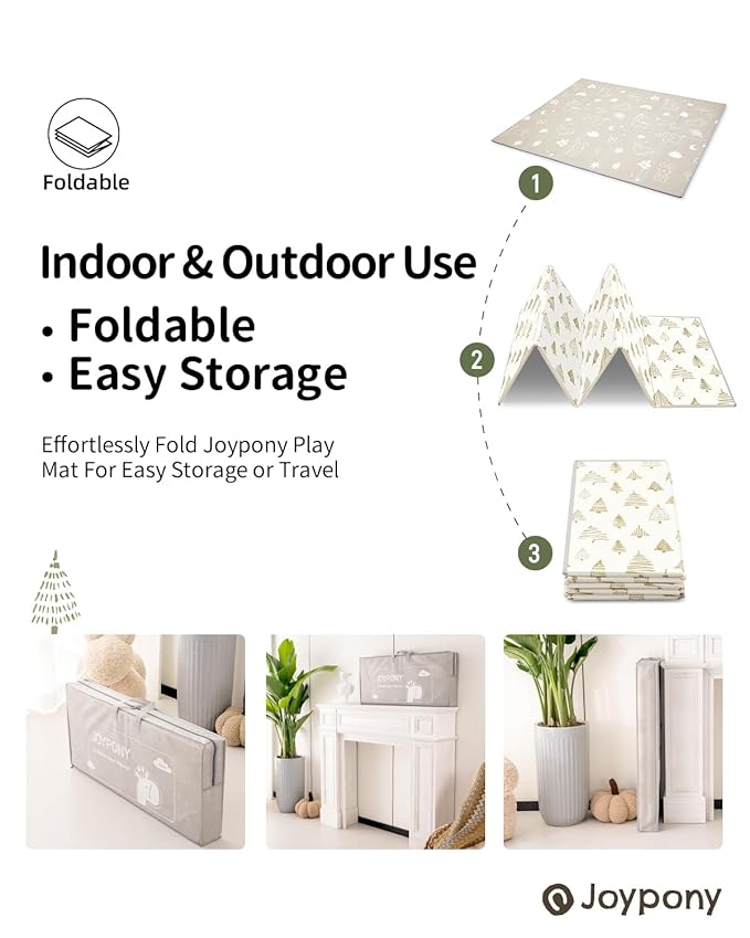 Baby Play Mat, 71x59 Inch Foldable Play Mats for Babies and Toddlers, Waterproof & Anti-Slip Portable Baby Floor Mat for Tummy Time, Baby Mat for Floor with Travel Bag for Indoor Outdoor-CubbioJoy