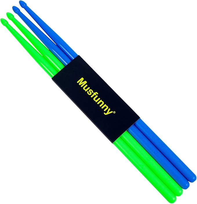 5A Nylon Drumsticks for Kids Adults: Light Durable Drum Sticks Blue Green with Anti-Slip Handles for Electronic Drums Exercise Percussion Accessories (2 Pairs)-CubbioJoy