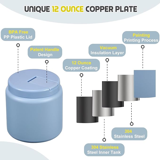 26oz Soup Thermo for Hot Food Kids with Buckle Lid Insulated Vacuum Food Jar Wide Mouth Leakproof Stainless Steel Lunch Container (Blue)-CubbioJoy