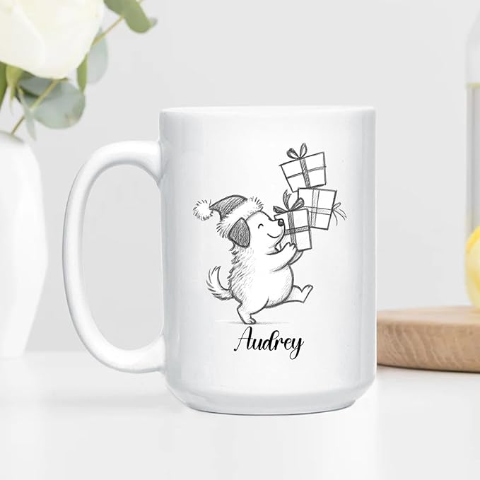 Customized Name Dog Accent Ceramic Mug Gift For Dog Lover Mom Dad, Personalized Dogs Animal White Coffee Mug 11 Oz 15 Oz, Awesome Puppy Travel Cup Gift For Birthday/Holiday/Anniversary, Dogs Cup-CubbioJoy