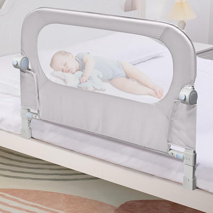 Baby Bed Rail Guard for Toddlers - 35.1" Toddler Bed Side Rails for Crib, Twin, Full, Queen Bunk Size Bed Swing Down Bedrail Extral Tall Child Safety Side Railing Guards for Kids-CubbioJoy