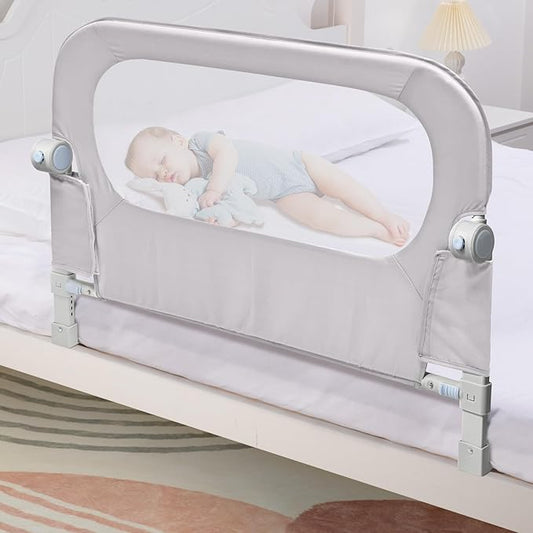 Baby Bed Rail Guard for Toddlers - 35.1" Toddler Bed Side Rails for Crib, Twin, Full, Queen Bunk Size Bed Swing Down Bedrail Extral Tall Child Safety Side Railing Guards for Kids-CubbioJoy