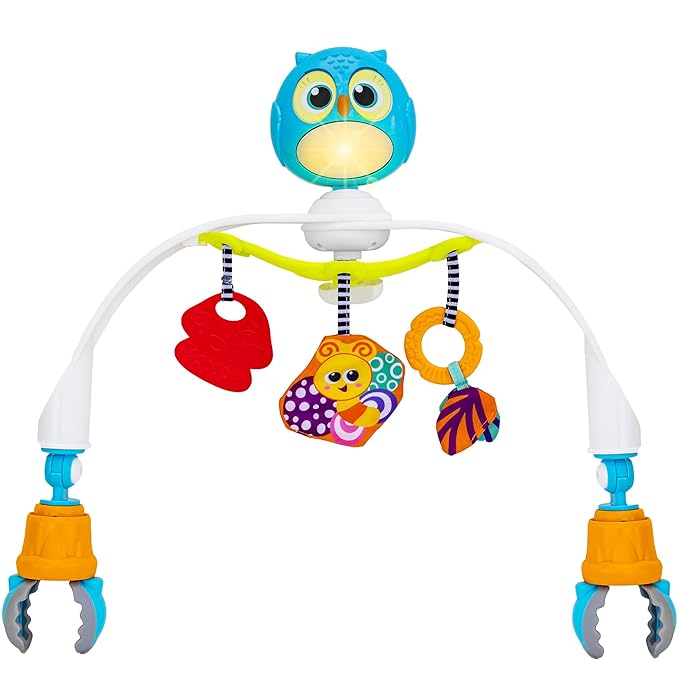 Baby Stroller Arch Toy with Relaxing Music & Lights - Adjustable Activity Arch & Play Accessories - Baby Bouncer Toy Bar, Carseat, Crib, Stroller Hanging Toys for Infants 0 Months Old & Up-CubbioJoy