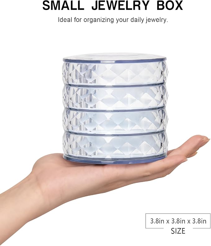 CONBOLA Acrylic Jewelry Organizer, Small Storage Box Jewelry Earring Holder for Women, 5-Layer Rotating Travel Jewelry Tray Case with Lid for Bracelet-CubbioJoy