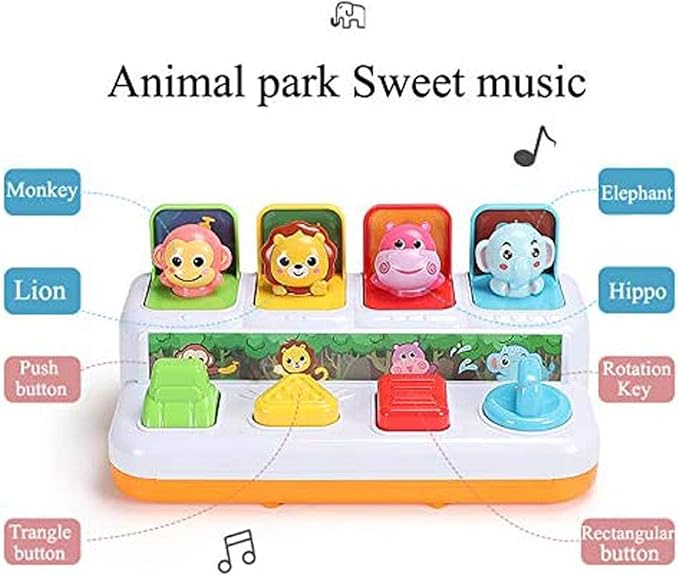 Animal Park Interactive Pop Up Music Toy,Up- Early Education Activity Center Toy, Ages 7 8 9 10 11 12 Months and up Infant Toddlers Toys.-CubbioJoy