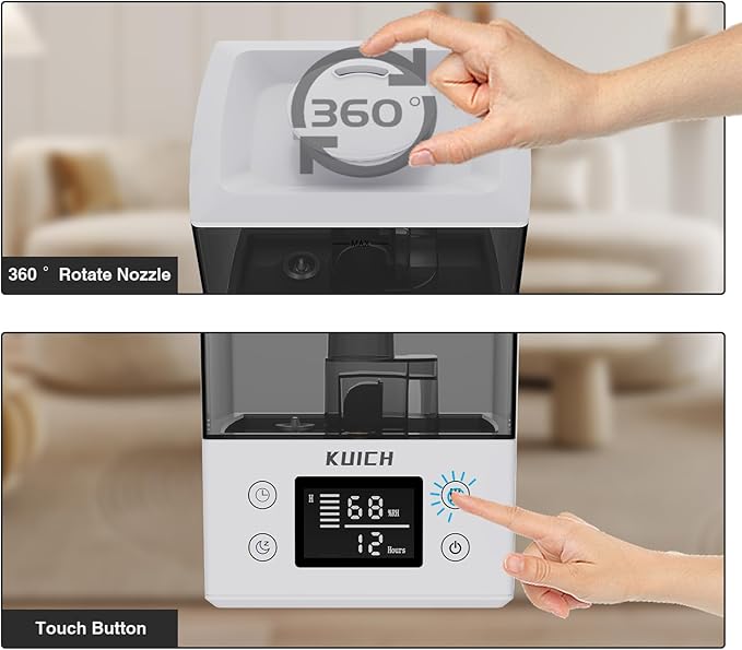 2.4L Air Humidifiers for Bedroom Baby - 26dB Quiet Cool Mist Air Humidifier for Nursery & Plants, Top Fill Air Humidifier Lasts Up to 30 Hours, Auto Shut-Off, Easy to Fill and Clean-CubbioJoy