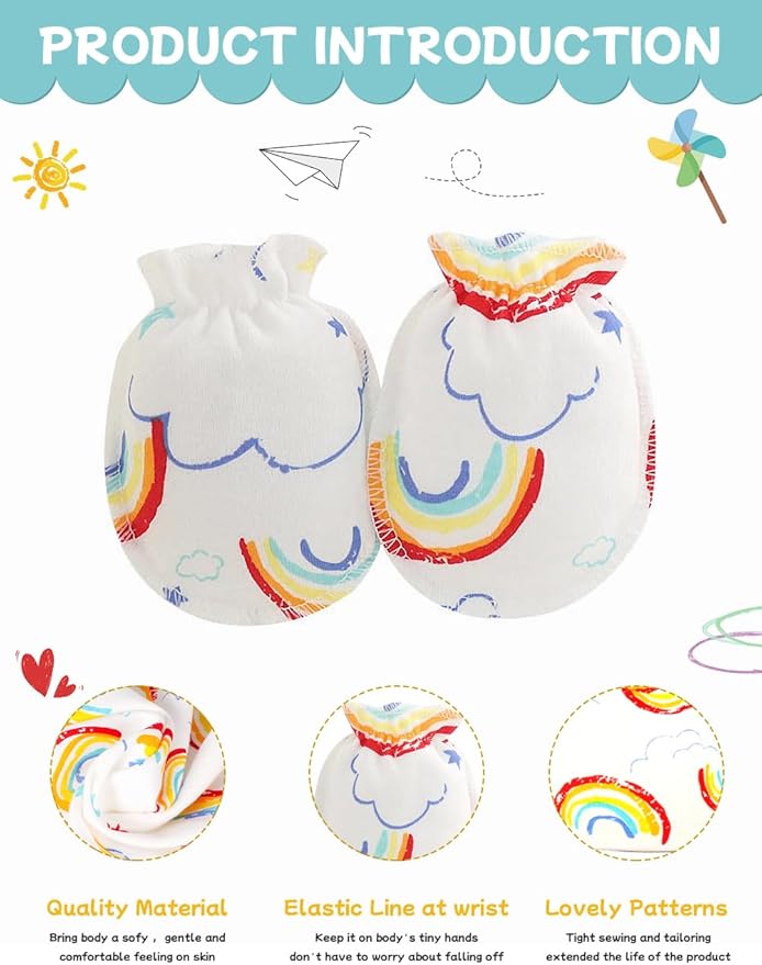 Cute Baby Mittens Newborn, No Scratch Baby Boy Mittens, Baby Girl Hat Gloves for Toddlers, Infant, Newborn-CubbioJoy