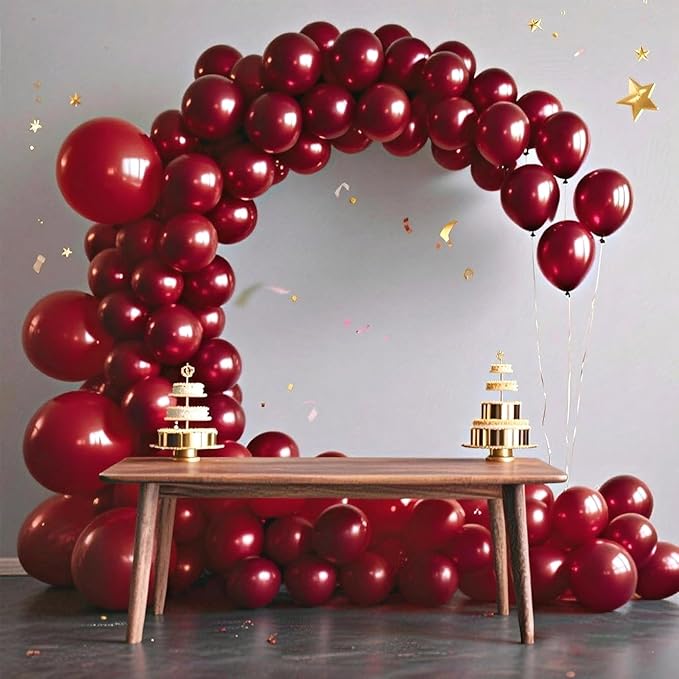 140pcs Burgundy Round Balloons Different Sizes 18 12 10 5 Inch Latex Balloons for Arch Decoration Party Balloon Kit for Graduation Birthday Party Wedding Balloon Baby Shower Decoration-CubbioJoy