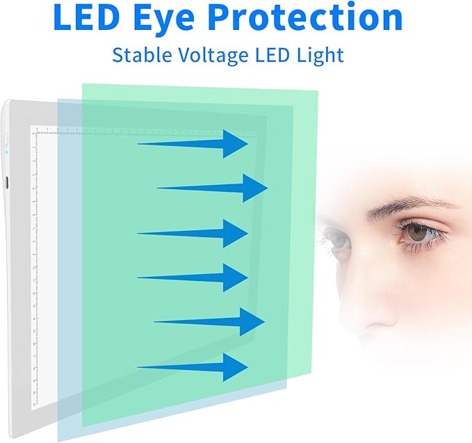 A4 Rechargeable Light Pad with Carry Bag, KOBAIBAN Wireless Magnetic Tracing Light Box, 5-Level Brightness LED Light Board, Cordless Battery Powered Light Drawing Table for DIY Diamond Painting(White)-CubbioJoy