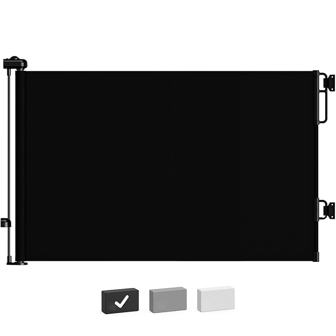 Cumbor Retractable Baby Gates for Stairs, Mom Choice Award Winner-55 Wide Mesh Dog Gate for Doorways, 34" Tall Easy to Use Pet Fence for The House, Toddler Safety Essentials Indoor&Outdoor, Black-CubbioJoy