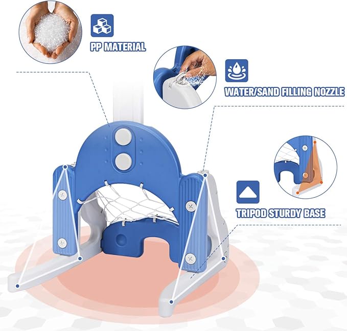 Costzon Kids Basketball Hoop, Toddler Sports Activity Center w/ 5 Adjustable Height Levels, Basketball Soccer Golf Game Set, Indoor Outdoor Basketball Hoop Set Gift for Baby Infant-CubbioJoy