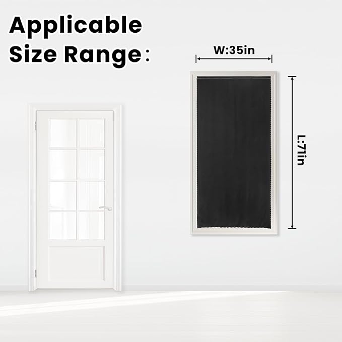 Adhesive Blackout Curtains- Self Stick Shades Window Blinds Curtains No Rod Needed Easy to Hang Curtains, Use for Bedroom, Living Room, Dining Room, Kitchen, Home Office, 35"W X 71"L, Black, 1 Panel-CubbioJoy