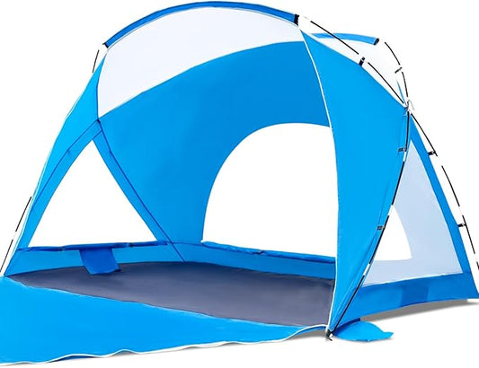 Beach Tent, Portable Sun Shelter for 2/3/4/6-8 Person with UPF 50+ UV Protection, Easy Setup Waterproof Beach Shade Canopy Cabana for Family Outdoor and Picnics, Fishing with Carrying Bag-CubbioJoy