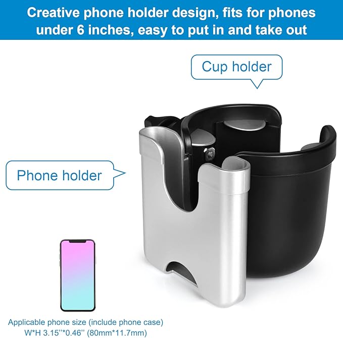 Accmor Stroller Cup Holder with Phone Holder, Bike Cup Holder, Universal Cup Holder for Uppababy Nuna Doona Strollers, 2-in-1 Cup Phone Holder for Stroller, Bike, Wheelchair, Walker, Scooter-CubbioJoy