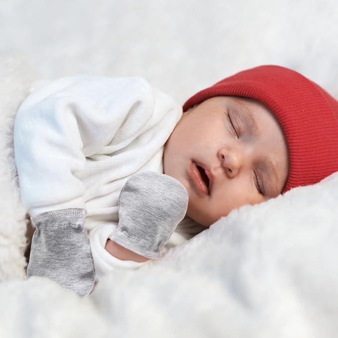 BQUBO Newborn Infant Toddler Mittens No Scratch Cotton Elastic Wrist Gloves Hypoallergenic for 0-6 Months Baby Boys Girls-CubbioJoy