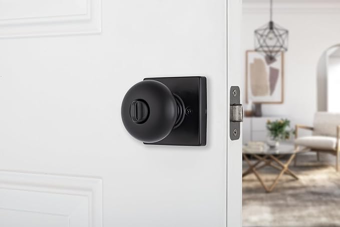 BRINKS – Contemporary Privacy Locking Interior Ball Door Knob, Matte Black - Designed for Sleek and Modern Homes and Blends Seamlessly with Interior Décor (E2436-122) (8 Pack)-CubbioJoy