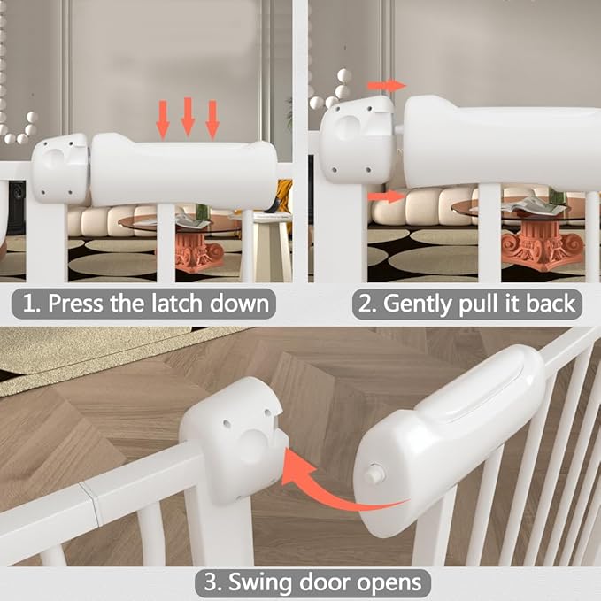 Baby Gate for Doorways Stairs Hallway 38.5 to 43.5 Inch Wide, Walk Through Child Gates with Pressure Mounted Extention Kit, Indoor Safety Child Gates for Kids or Pets-CubbioJoy