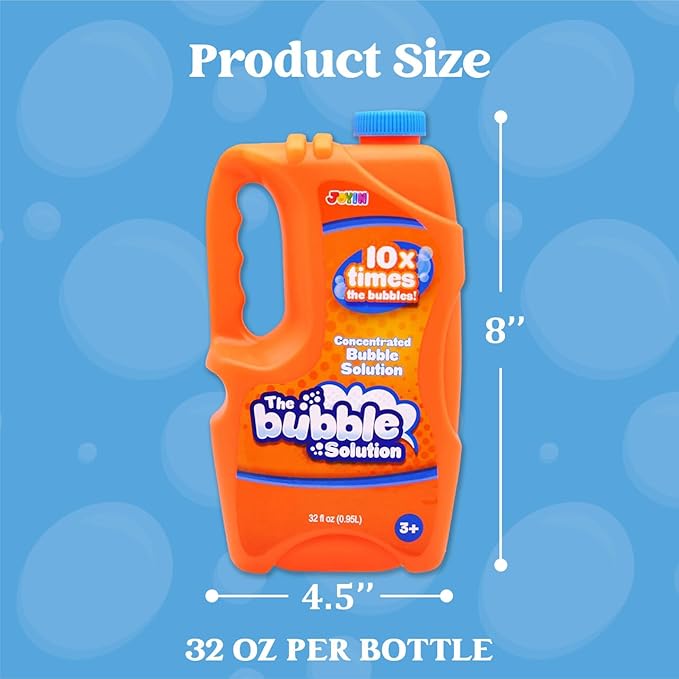 JOYIN 32 oz Bubble Solution Refills (Close to 1L/ 2.5 Gallon), Concentrated Solution for Bubble Machine, Wands, Blower, Easter (Orange)-CubbioJoy