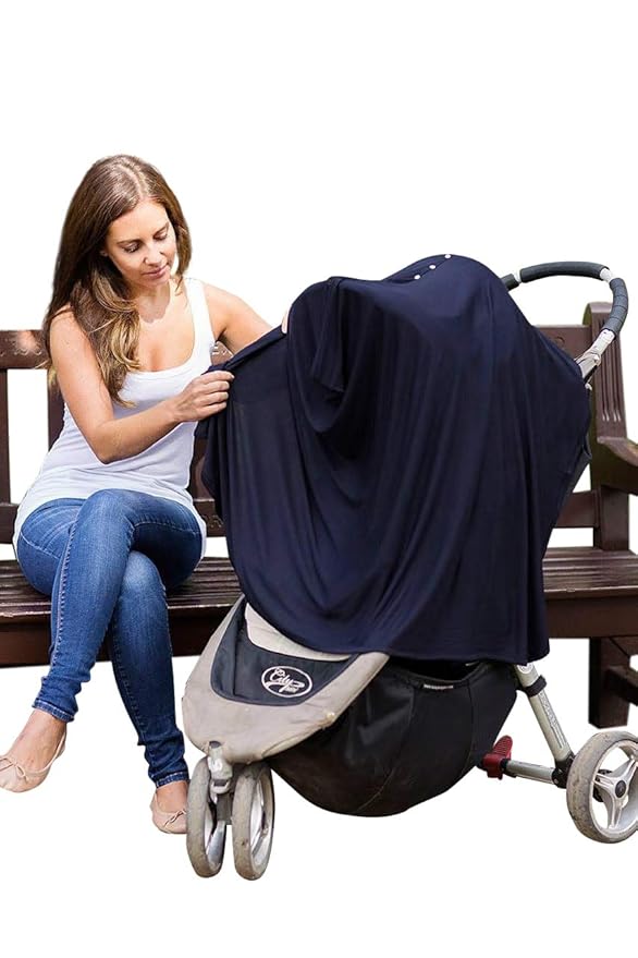 Byrd & Blume Maternity Nursing Cover Breathable Lightweight Breastfeeding Cover Wrap Shawl Scarf Poncho Full 360 (Navy, One size)-CubbioJoy