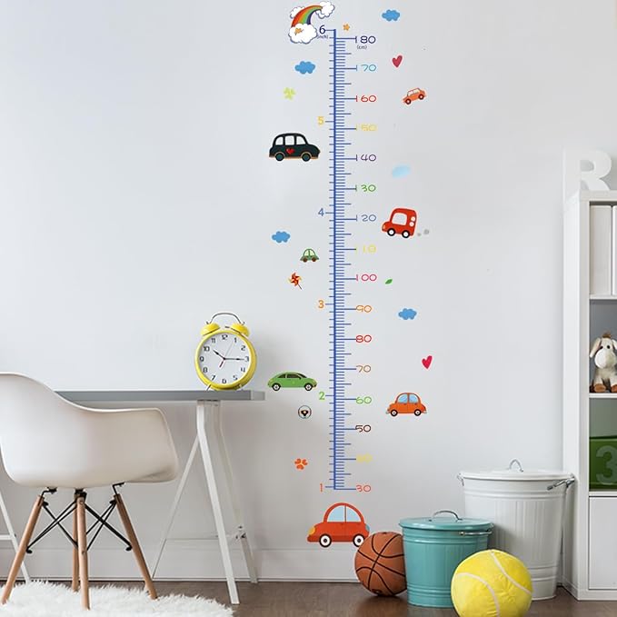 Cartoon Car Self-adheve Vinyl Nursery Wall Decal Baby Growth Chart Sticker for Bedroom Play Room-CubbioJoy