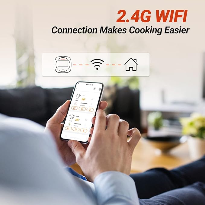 Inkbird WiFi Meat Thermometer for Grilling, Unlimited Rang Rechargeable BBQ Thermometer APP Calibration, Temp Graph Mobile Notification, 4 Colorful Probes Food Thermometer for Pellet Smoker Oven-CubbioJoy