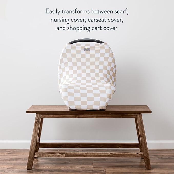Itzy Ritzy 4-in-1 Nursing Cover, Car Seat Cover, Shopping Cart Cover & Infinity Scarf – Breathable, Multi-Use Nursing Cover Up for Breastfeeding, Carseat Canopy & Stroller Cover (Checkerboard)-CubbioJoy