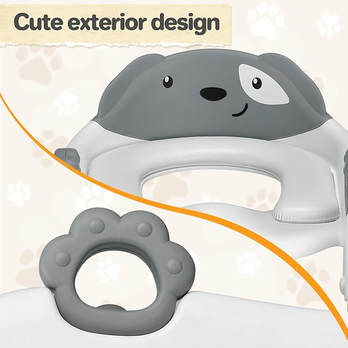 2 In 1 Potty Training Toilet Seat & Toddler Step Stool, Bottom Triangle Stability Toddler Toilet Seat, Adjustable Step & Seat Height Potty Seats (Grey)-CubbioJoy