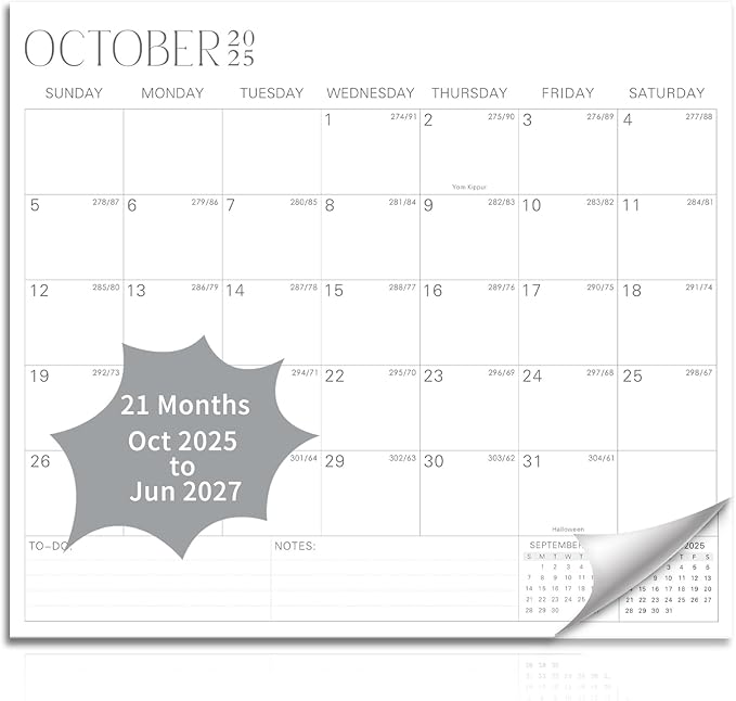 2025-2027 Magnetic Fridge Calendar 21 Monthly Magnetic Calendar for Refrigerator Planner Runs from October 2025 Until June 2027 Easy Organizing Markers Tearable (Simplicity)-CubbioJoy