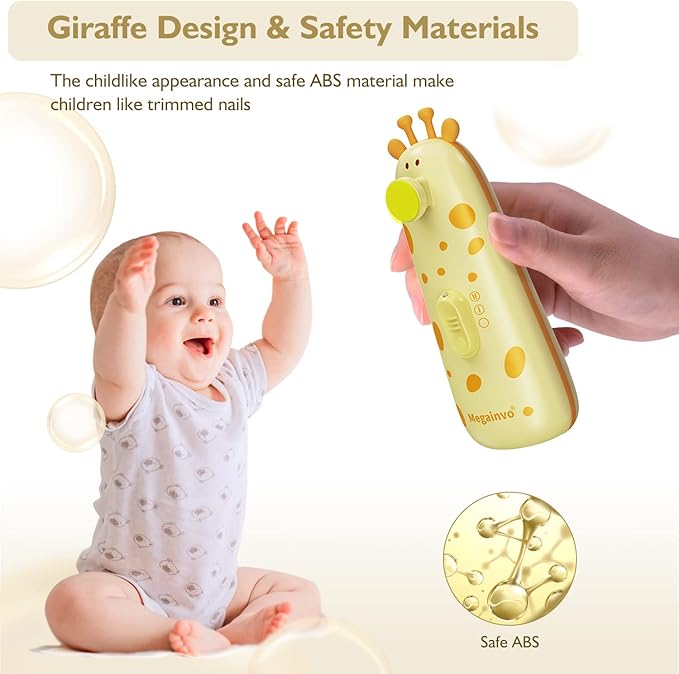 Baby Nail Trimmer Electric Baby Nail File with Light 10 Grinding Heads Safe Quiet Baby Nail Grooming Care Kit for Newborn Infant Toddler Toes Fingernails - Orange-CubbioJoy