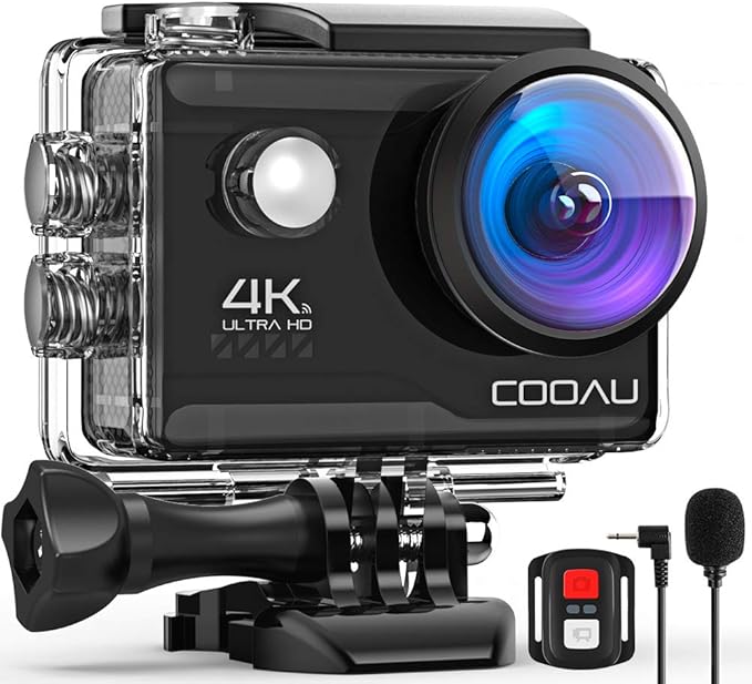 COOAU 4K 20MP Wi-Fi Action Camera External Microphone Remote Control Underwater 40M Waterproof Sport Camera Time Lapse with 2X1200mAh Batteries and 20 Accessories-CubbioJoy