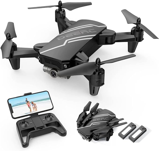 DEERC D20 Mini Drone for Kids with 720P HD FPV Camera Remote Control Toys Gifts for Boys Girls with Altitude Hold, Headless Mode, One Key Start Speed Adjustment, 3D Flips 2 Batteries, Black-CubbioJoy