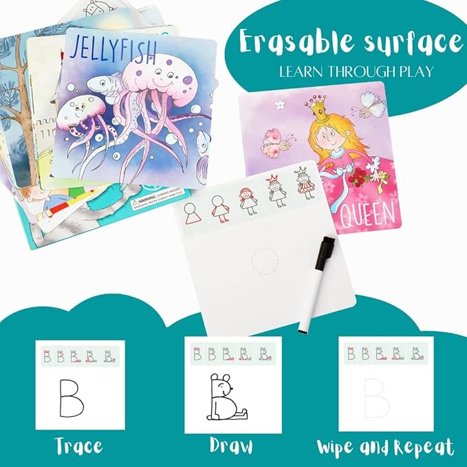 Drawing with Alphabet Learning Letters Tracing ABC Handwriting Toys Set Educational Game Birthday Gift for Preschool Activities Girl Boy 3-6 Years Old Kids-CubbioJoy