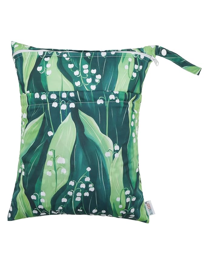 ALVABABY 2pcs Cloth Diaper Wet Dry Bags Waterproof Reusable with Two Zippered Pockets Travel Beach Pool Daycare Soiled Baby Items Yoga Gym Bag for Swimsuits or Wet Clothes 2LM13-CubbioJoy