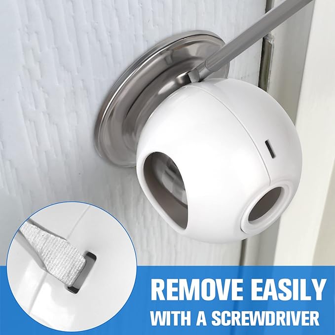 Door Knob Child Proof Universal Size 2.7" Diameter Baby Door Knob Safety Cover for Kids Easy Grip Baby Proof Door Knob Covers Hard for Toddlers to Open Child Safety Door Knob Covers (4 Pack)-CubbioJoy