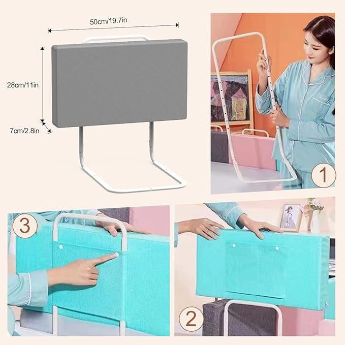 Bed Rail, Bed Rail for Toddlers, Kid, Adult, 78.7" Bed Side Rails for Full, Queen, King, Twin, Bunk, Dorm Beds to Prevent Falls, Bed Rails Can be Flexibly Combined, Easy Installation (Gray, 4 Packs)-CubbioJoy